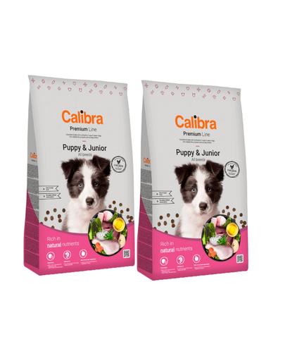 CALIBRA Dog Premium Line Puppy&Junior hrana uscata completa pentru caini juniori si caini tineri 24 kg (2 x 12 kg) câini imagine 2022