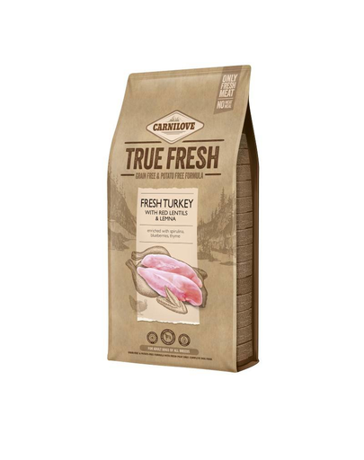 CARNILOVE True Fresh Turkey Hrana Uscata Pentru Caini Adulti, Curcan 11,4 Kg + 1,4 Kg GRATIS