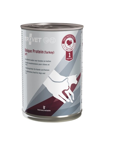 TROVET Unique Protein Turkey UPT curcan, pentru caini si pisici 6x400 g