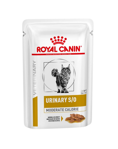 ROYAL CANIN Veterinary Diet Feline Urinary S/O Moderate Calorie 24x85 g hrana umeda dietetica cu calorii reduse pentru pisicile cu afectiuni ale tractului urinar inferior