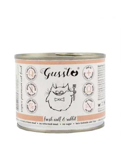 GUSSTO Cat Fresh Calf & Rabbit Hrana Umeda Pisici, Vitel Si Iepure 6×200 G