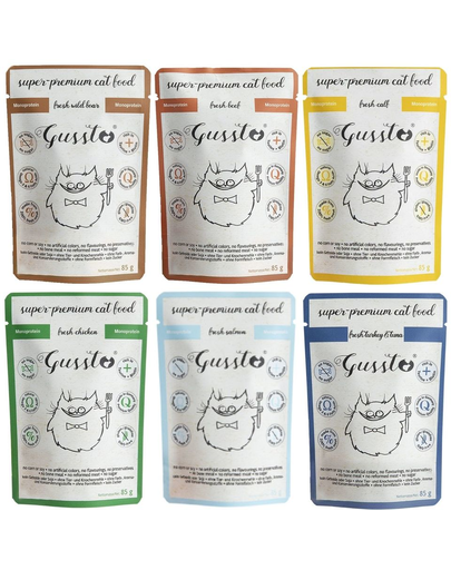Gussto Cat Mix Plicuri Hrana Umeda Pisici 6×85 G