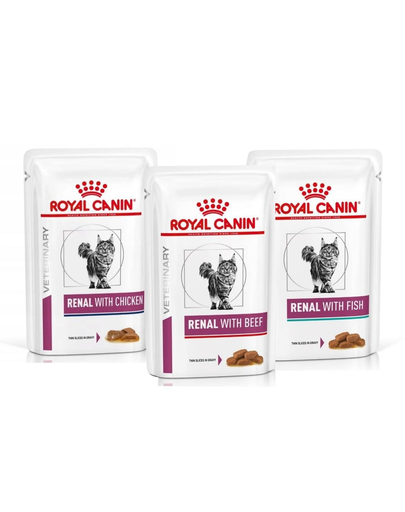 ROYAL CANIN Renal Feline Mix arome 72 x 85 g hrana umeda dietetica pentru pisici cu insuficienta renala cronica