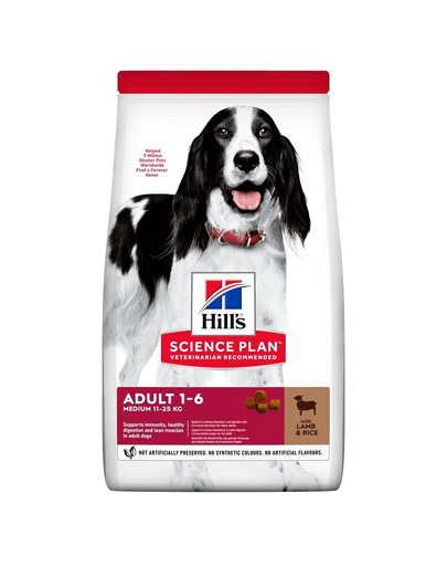 HILL\'S Science Plan Canine Adult Medium Lamb&amp;Rice 18 kg hrana caini talie medie, miel si orez + 3 conserve GRATIS