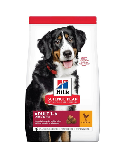 HILL\'S Science Plan Canine Adult Large breed Chicken 18 kg hrana uscata caini talie mare, cu pui + 3 conserve GRATIS