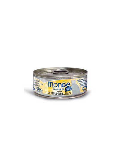 MONGE Natural Hrana umeda pentru pisici, cu ton, pui si porumb, 80 g