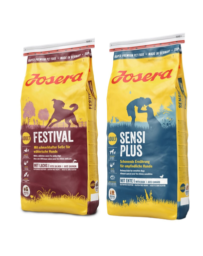 JOSERA Dog Festival hrana caini 15 kg + SensiPlus Adult 15 kg cu rata, pentru caini sensibili Adult imagine 2022