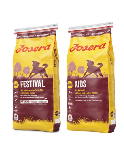 JOSERA Dog Festival hrana caini pretentiosi 15 kg + JOSERA Dog Kids 15 kg hrana uscata caini juniori