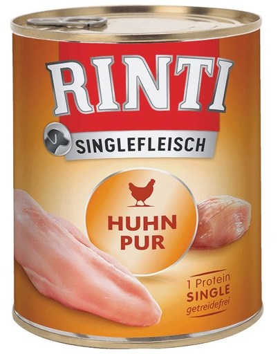 RINTI Singlefleisch Chicken Pure Monoproteina Cu Pui, Pentru Caini 6×400 G + Lingura Alimente GRATIS