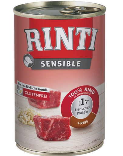 RINTI Sensible Cu Vita Si Orez, Pentru Caini 6×400 G + Lingura Alimente GRATIS