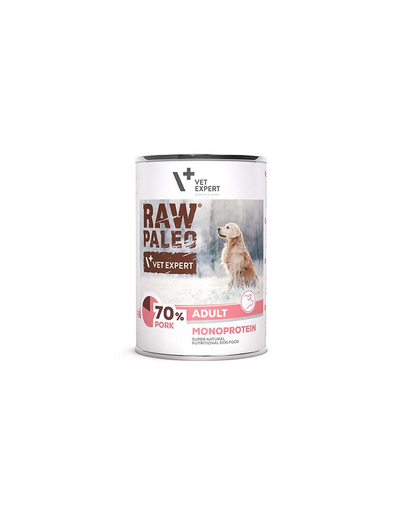 VETEXPERT Raw Paleo Pork Adult Can Hrana umeda caini, cu porc 400g