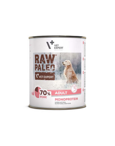  VETEXPERT Raw Paleo Pork Adult Can 800g Conserva caine, cu porc 