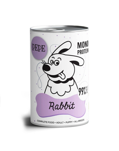PAKA ZWIERZAKA PEPE Rabbit Hrana Monoproteica 400g Pentru Caini, Cu Iepure