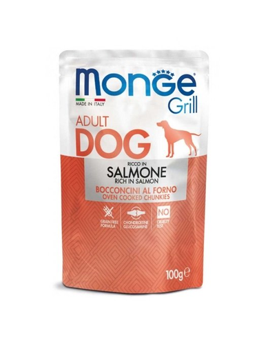 MONGE Grill hrană umedă pentru câini, cu somon 100g 100g imagine 2022