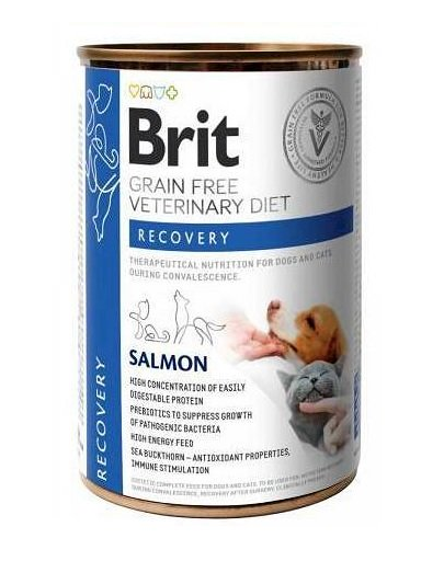  BRIT Veterinary Diet Recovery Salmon hrana refacere pentru caini si pisici 24x400 g 