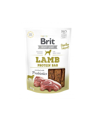 BRIT Jerky Snack Lamb Protein bar recompense cu miel pentru caini 80 g