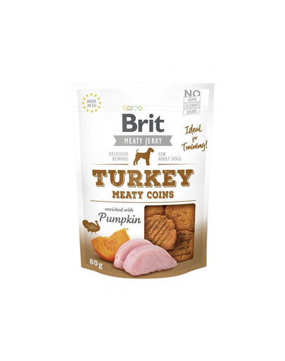 BRIT Jerky Snack Turkey Meaty coins recompense Brit pentru caini 80 g curcan Brit imagine 2022