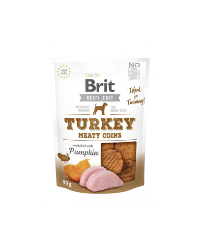 BRIT Jerky Snack Turkey Meaty coins recompense Brit pentru caini 80 g curcan