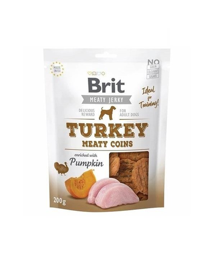 BRIT Jerky Snack Turkey Meaty Coins Recompense Caini 200 G Curcan