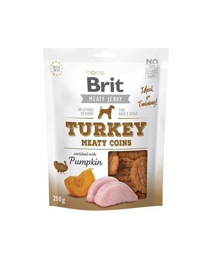 BRIT Jerky Snack Turkey Meaty coins recompense caini 200 g curcan