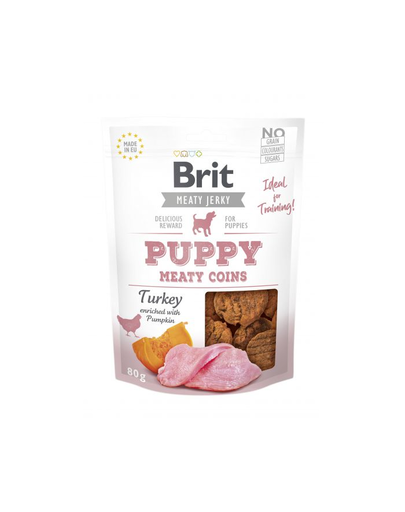 BRIT Jerky Snack Turkey Meaty coins Puppy recompensa catelusi, curcan 80g 80g