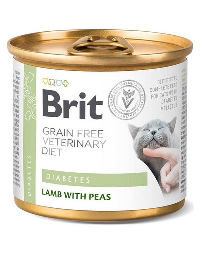 BRIT Veterinary Diet Diabetes Lamb&Pea pisici cu diabet, hrana umeda 200 g 200