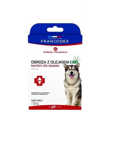  FRANCODEX Zgarda caini &gt;20 kg pentru limitare disconfort articular, cu ulei CBD 75 cm 1 buc. 