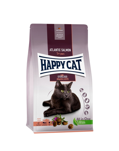 HAPPY CAT Sterilised Hrana Uscata Pentru Pisici Adulte Sterilizate, Cu Somon Si Pasare 10 Kg
