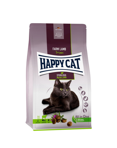 HAPPY CAT Sterilised Hrana Uscata Pentru Pisici Sterilizate, Miel 10 Kg
