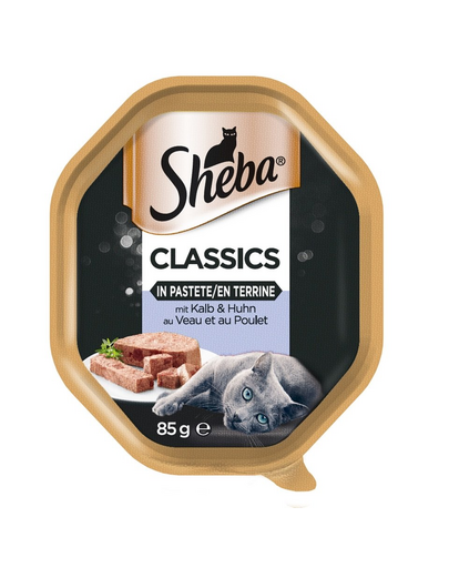 SHEBA Classics Hrana umeda pentru pisici, pate cu carne de vitel si pui 85 g