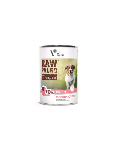 VETEXPERT Raw Paleo Pork Puppy Can Hrana umeda catei, cu porc 400g 400g imagine 2022