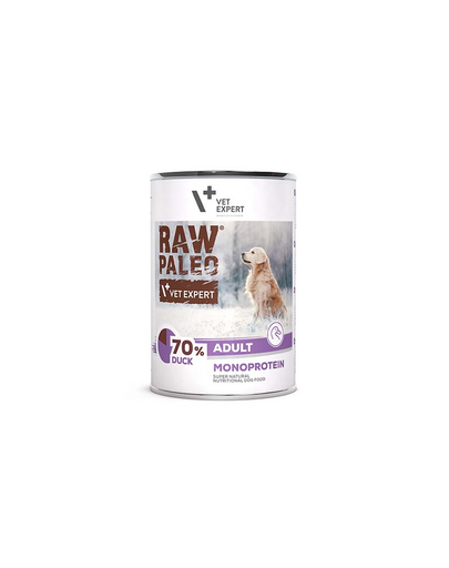 VETEXPERT Raw Paleo Duck Adult Can Conserva hrana caini adulti, cu rata 400g