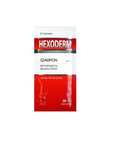 EUROWET Hexoderm Sampon microflora pielii caini si pisici, 20ml (plic)