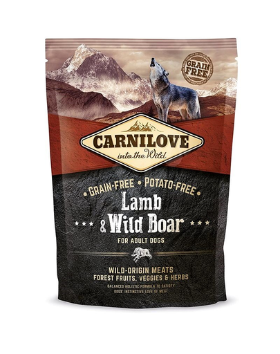 CARNILOVE Lamb & Wild Boar For Adult 1,5 Kg Hrana Uscata Caini, Cu Miel Si Mistret