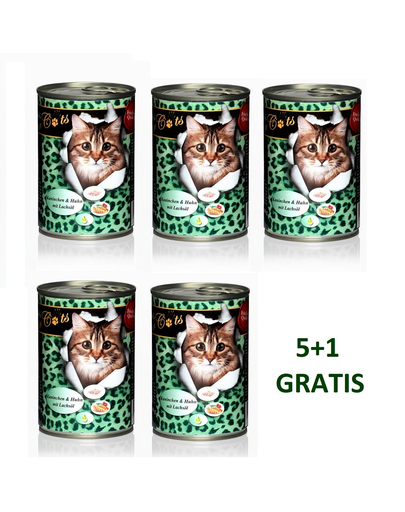 O’CANIS Hrana umeda pentru pisici cu iepure, pasare si ulei de somon 400 g 5 + 1 GRATIS 400 imagine 2022