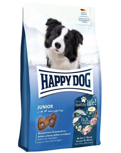 HAPPY DOG Supreme Fit&VItal Junior Hrana uscata pentru caini junior, cu pasare 10 kg Caini