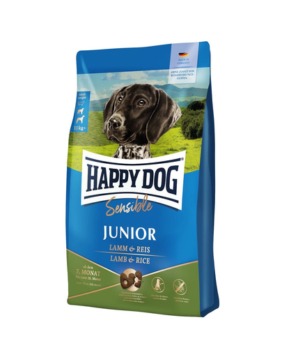 HAPPY DOG Sensible Junior Hrana caini juniori, cu miel si orez 4kg 4kg