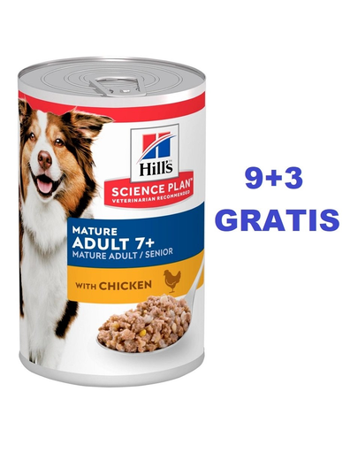 HILL’S Science Plan Canine Mature Adult Chicken 370 g pentru caini maturi si seniori, cu pui 9+3 GRATIS
