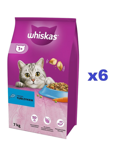 WHISKAS Adult 6×1,4 kg hrana uscata completa pentru pisici adulte cu ton delicios 6x14