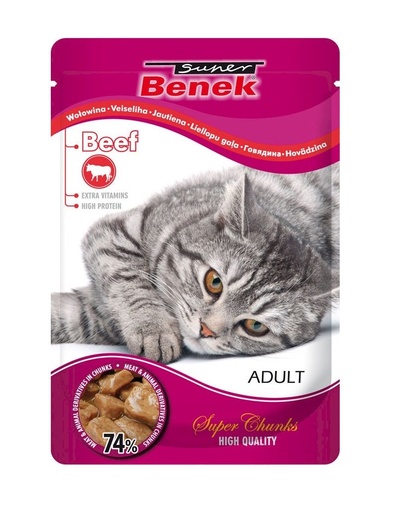 BENEK Super plic hrana umeda pisici, cu vita in sos 100g