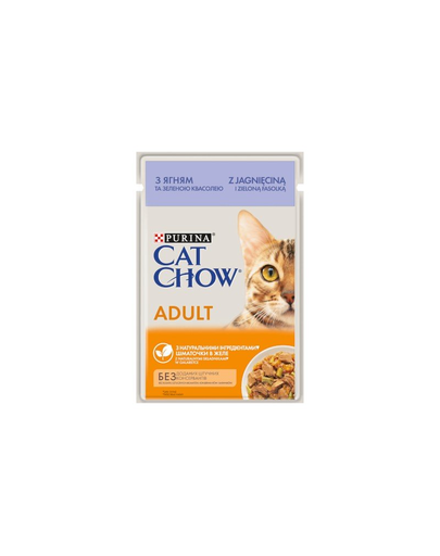 CAT CHOW Adult Hrana umeda pisica, cu miel si fasole verde 85 g Adult imagine 2022