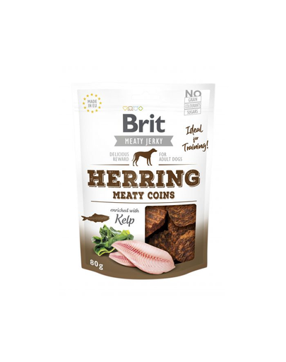 BRIT Jerky Snack Herring Meaty Coins recompensa caini, cu hering 80g