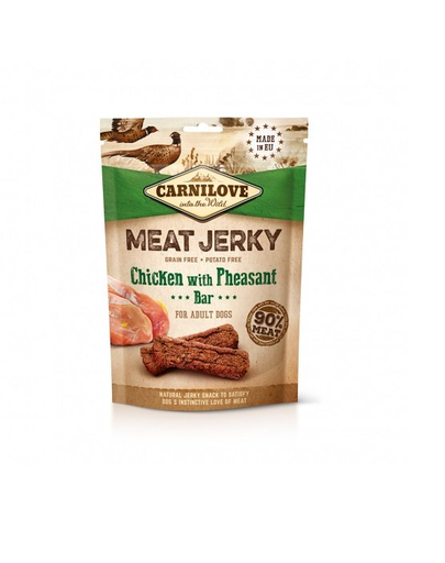  CARNILOVE Jerky Chicken with pheasant Batoane pentru caine, cu pui si fazan 100g 