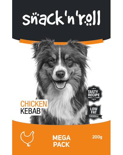 SNACK & ROLL - Kebab de  pui pentru câini - 200 g