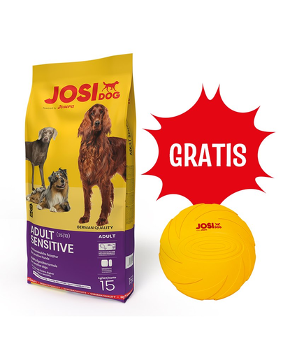 JOSERA JosiDog Adult Sensitive hrana uscata caini adulti 15 kg potrivit pentru sistem digestiv sensibil + Frisbee CADOU Adult imagine 2022