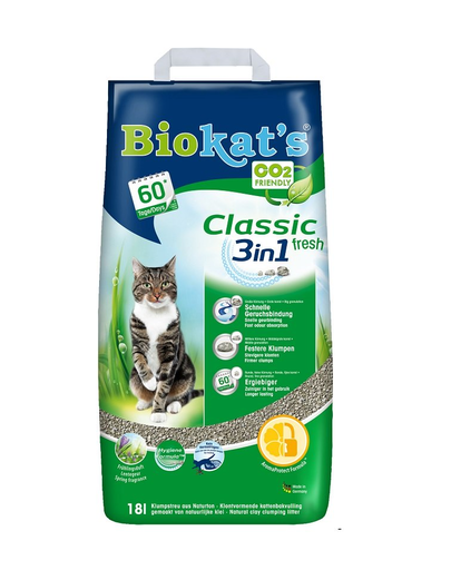 BIOKAT’S Classic 3in1 Fresh 18 L nisip pentru litiera, din bentonita cu miros de iarba 3in1 imagine 2022