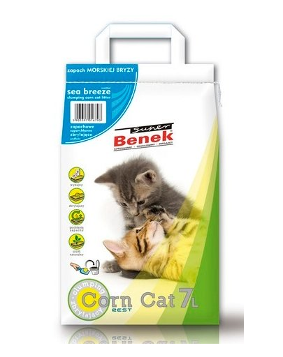 BENEK Super Corn Cat Asternut pentru litiera, cu miros briza de mare14 l Asternut imagine 2022
