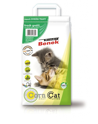 BENEK Super Corn Cat Asternut pentru litiera, cu miros de iarba proaspata 14 l Asternut imagine 2022