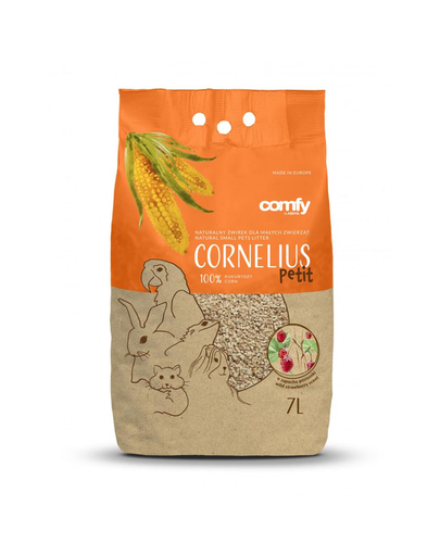 COMFY Cornelius Substrat universal de porumb pentru custi si voliere 7L Petit cu miros de capsuna salbatica așternuturi