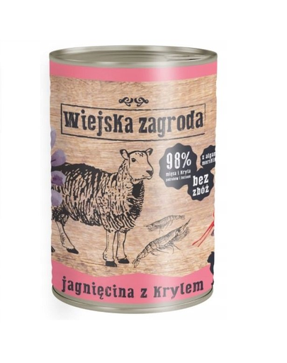 WIEJSKA ZAGRODA Conserva hrana pisici, cu miel si krill 400g